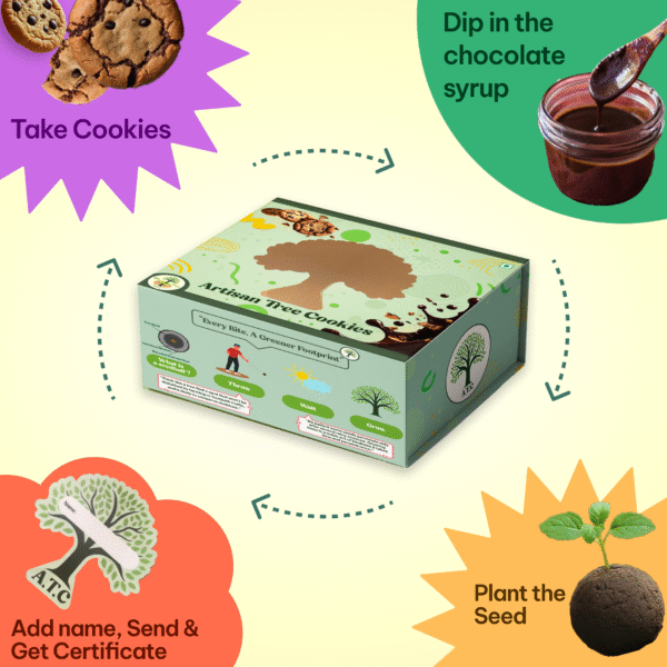 Artisan Tree Cookies – Oatmeal Choco-Chip Delight with Chocolate Syrup & Seed Ball Inside - Image 3